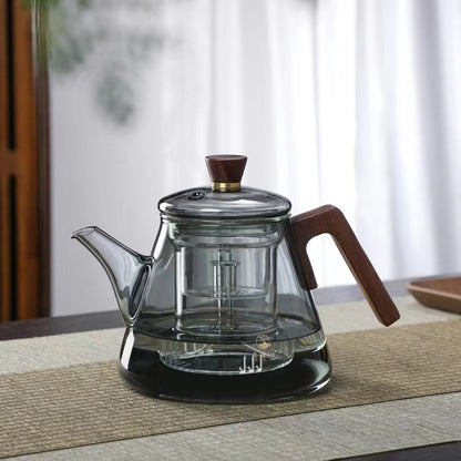 Avelena | Aetheris Glas Teekanne – Hitzebeständige Glaskanne mit Holzgriff & Teesieb (900ml)