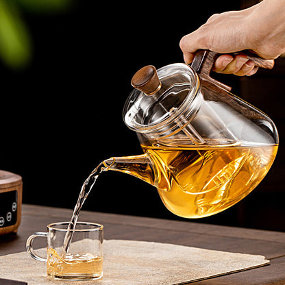 Avelena | Aetheris Glas Teekanne – Hitzebeständige Glaskanne mit Holzgriff & Teesieb (900ml)