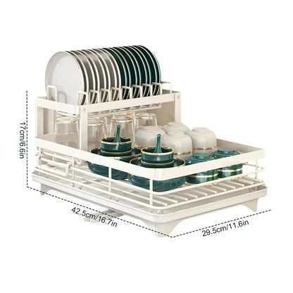 Avelena | Verstellbarer Edelstahl Geschirrabtropfer – Platzsparender Küchenspüler für Teller, Gläser & Besteck