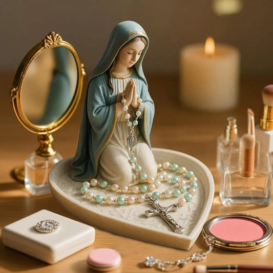 Avelena | Spiritueller Rosenkranzhalter Sancta – Elegante Aufbewahrung mit Mariemotiv