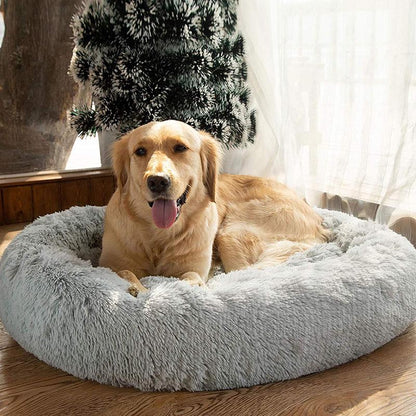 Avelena | Runder Plüsch Beruhigender Donut Hundebett für kleine bis große Hunde