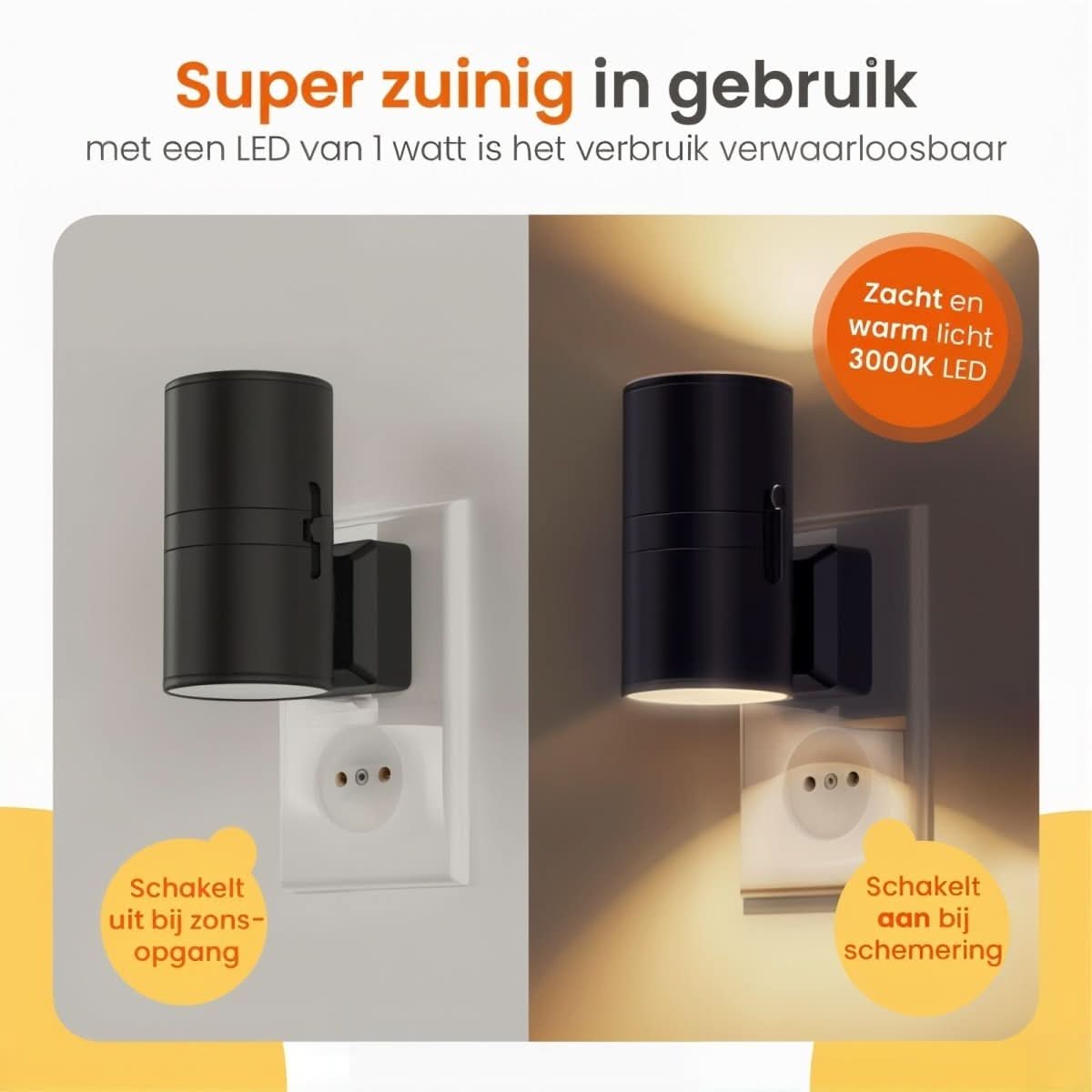 Avelena | Dimmbares LED-Nachtlicht mit Tages/Nacht-Sensor für angenehme Raumbeleuchtung