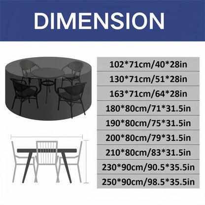 Avelena | Runde wasserdichte Abdeckung für Gartenmöbel | Hochbelastbar, UV-beständig & verstellbar für Außentische und Stühle