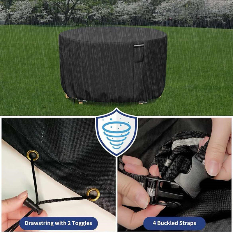 Avelena | Runde wasserdichte Abdeckung für Gartenmöbel | Hochbelastbar, UV-beständig & verstellbar für Außentische und Stühle