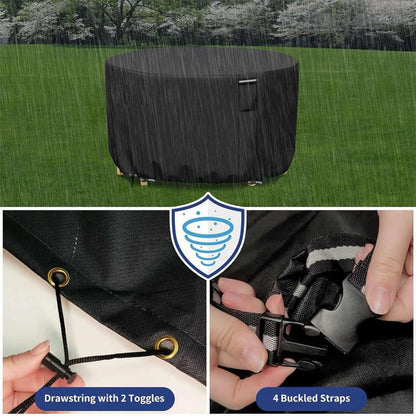 Avelena | Runde wasserdichte Abdeckung für Gartenmöbel | Hochbelastbar, UV-beständig & verstellbar für Außentische und Stühle