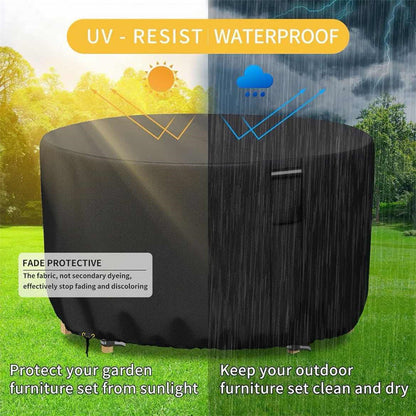 Avelena | Runde wasserdichte Abdeckung für Gartenmöbel | Hochbelastbar, UV-beständig & verstellbar für Außentische und Stühle