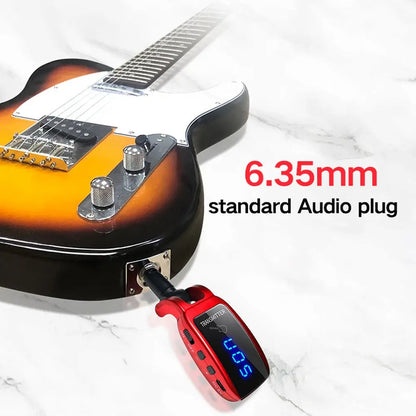 Avelena | Drahtloses Gitarsystem Wiederaufladbar Verbessertes Led-Display 15 Kanäle Uhf Drahtloser Gitarsender Empfänger Gitarrenzubehör