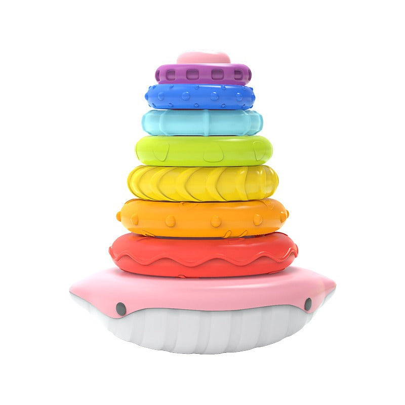 Avelena | Regenbogen Turm Zusammenklappbares Musikspielzeug Kinder Frühe Bildung 0-1 Jahre Alte Baby Groß Flipper Zusammenklappbar Fähre