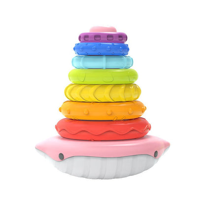 Avelena | Regenbogen Turm Zusammenklappbares Musikspielzeug Kinder Frühe Bildung 0-1 Jahre Alte Baby Groß Flipper Zusammenklappbar Fähre