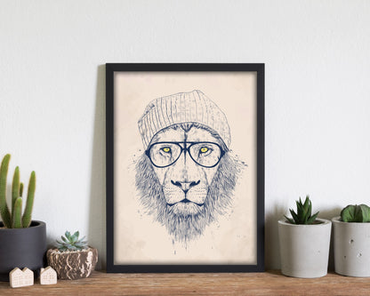 Avelena | Cooler Hipster Löwe Tier Kunstdruck