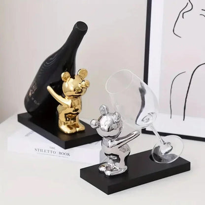 Avelena | Dekoratives Keramik-Weinregal im Bärendesign für stilvolle Flaschenaufbewahrung