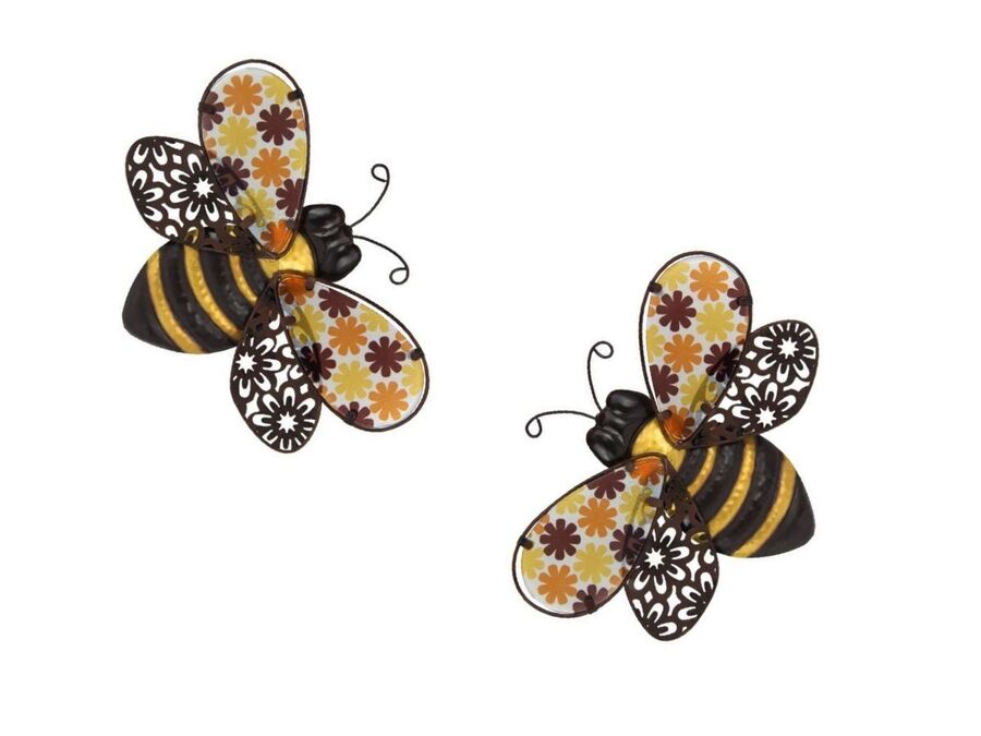 Avelena | Bee Flower Metall Wandkunst Set 2