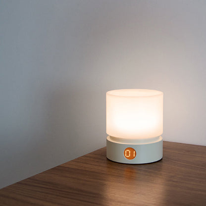 Avelena | Zeitgenössische nordische Timer wiederaufladbare ABS HIPS Silikonzylinder LED Tischlampe Nachtlicht für Nachttisch