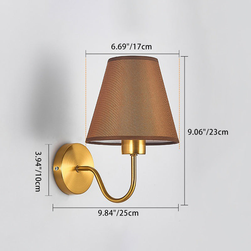 Avelena | Zeitgenössische nordische runde gebogene Stangen-Eisen-Stoffschirm 1-Licht Wandleuchte Lampe für Wohnzimmer