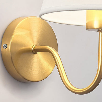 Avelena | Zeitgenössische nordische runde gebogene Stangen-Eisen-Stoffschirm 1-Licht Wandleuchte Lampe für Wohnzimmer