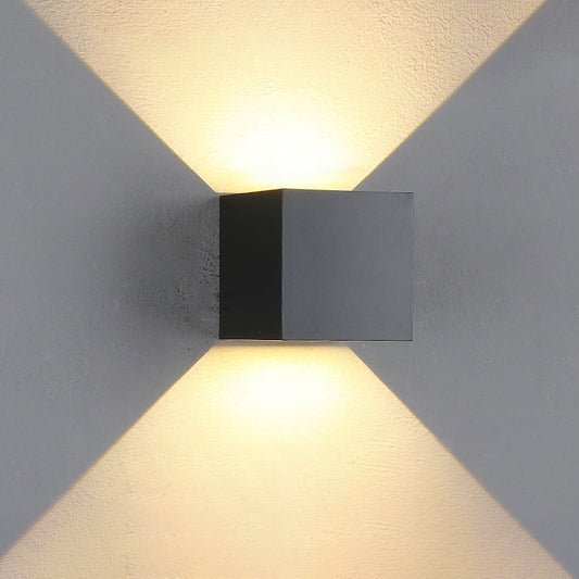 Avelena | Moderne Minimalistische Wasserdichte Würfel Oben Unten Aluminium Glas Induktions-LED-Wandleuchte Lampen Für Schlafzimmer