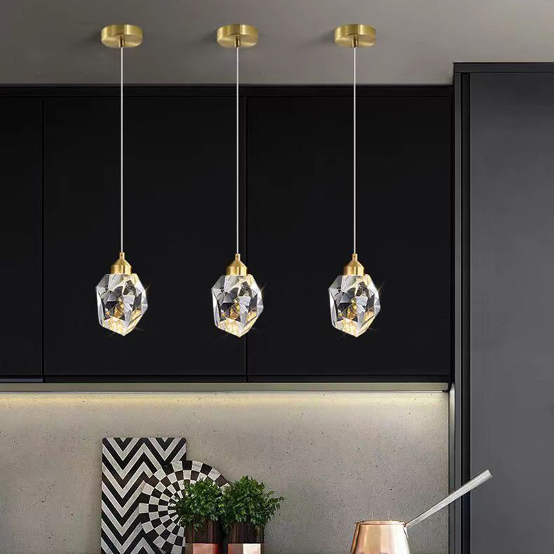 Avelena | Luxus Diamant Würfel Kristall Eisen LED Pendelleuchte Für Schlafzimmer