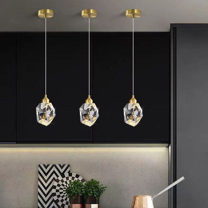 Avelena | Luxus Diamant Würfel Kristall Eisen LED Pendelleuchte Für Schlafzimmer