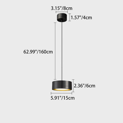 Avelena | Minimalistische Runde Zylinder Eisen LED Pendelleuchte für Schlafzimmer