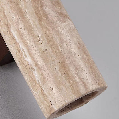Avelena | Nordivea Travertin-Wandleuchte | Skandinavisches Design | 2-flammig | Holz & Travertin