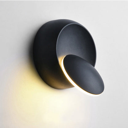Avelena | Zeitgenössische nordische Eisenrunde Eclipse drehbare LED Wandleuchte für Nachttisch