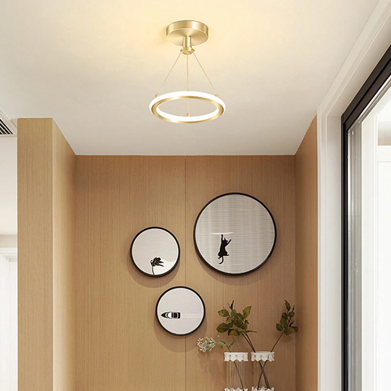 Avelena | Zeitgenössische Nordische Runde Metall Silica LED Semi-Flush Mount Deckenleuchte für Flur
