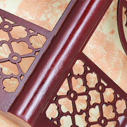 Avelena | Traditionelle chinesische Holz-PVC-Zylinderlaterne geschnitzter Fisch 1-Licht Pendelleuchte für das Esszimmer