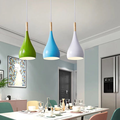 Avelena | nordische Eisen Holz Aluminium Kürbis Wasser Tropfen 1-Licht Pendelleuchte für Esszimmer