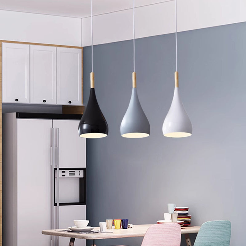 Avelena | nordische Eisen Holz Aluminium Kürbis Wasser Tropfen 1-Licht Pendelleuchte für Esszimmer