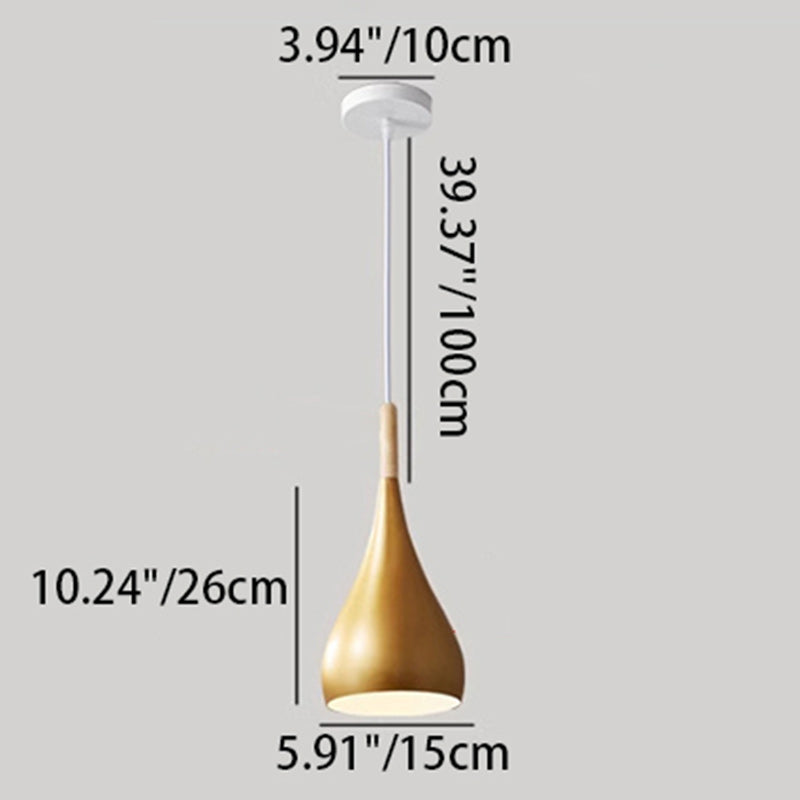 Avelena | nordische Eisen Holz Aluminium Kürbis Wasser Tropfen 1-Licht Pendelleuchte für Esszimmer
