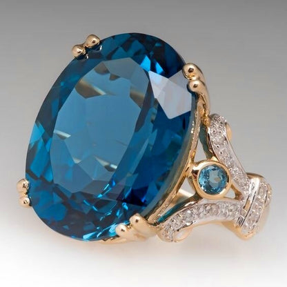 Avelena | Fashion Luxus Bunt Kubisches Zirkon Ring Ovaler Stein Finger Ring Für Frauen