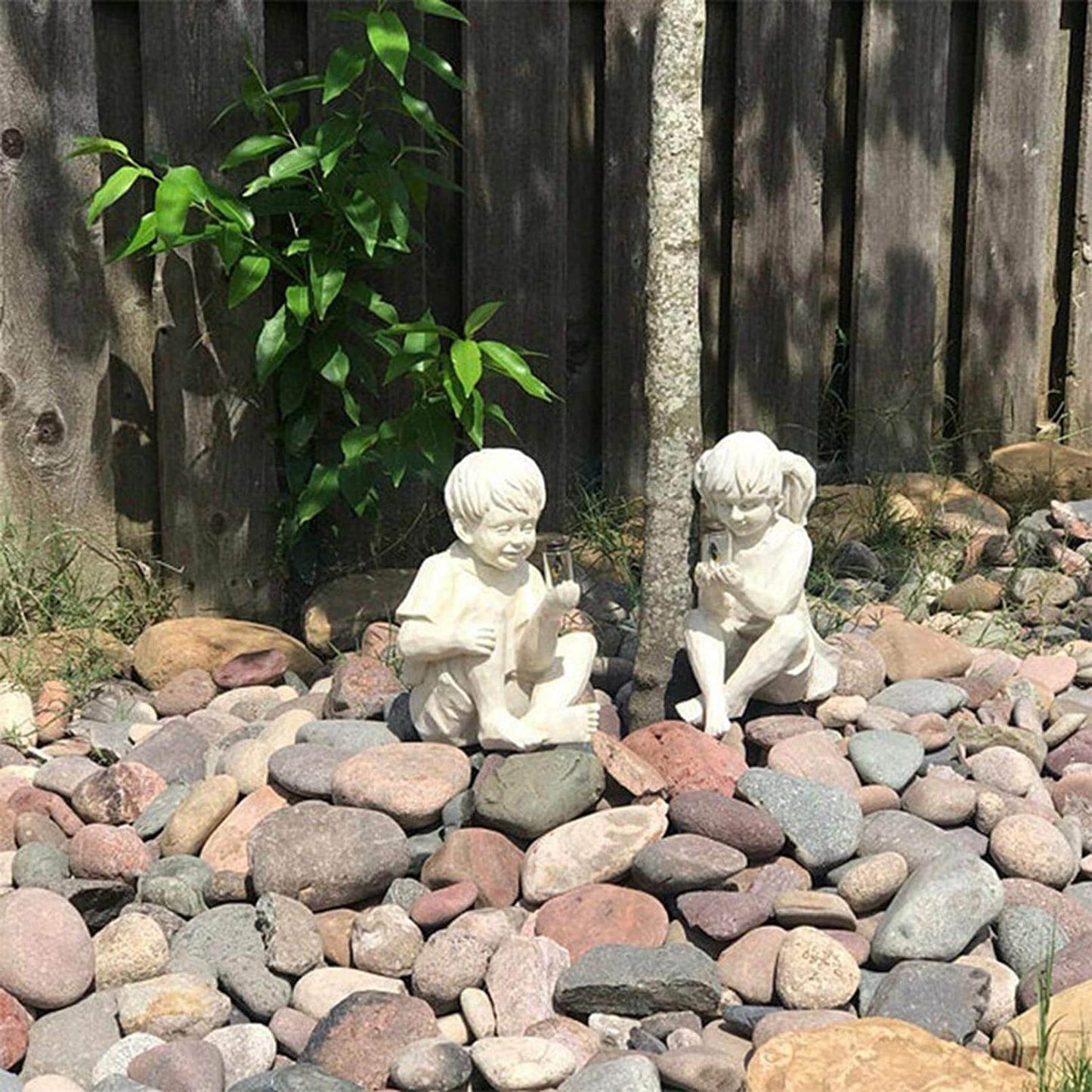 Avelena | Kinder mit Solar Glühwürmchen Gartenfiguren