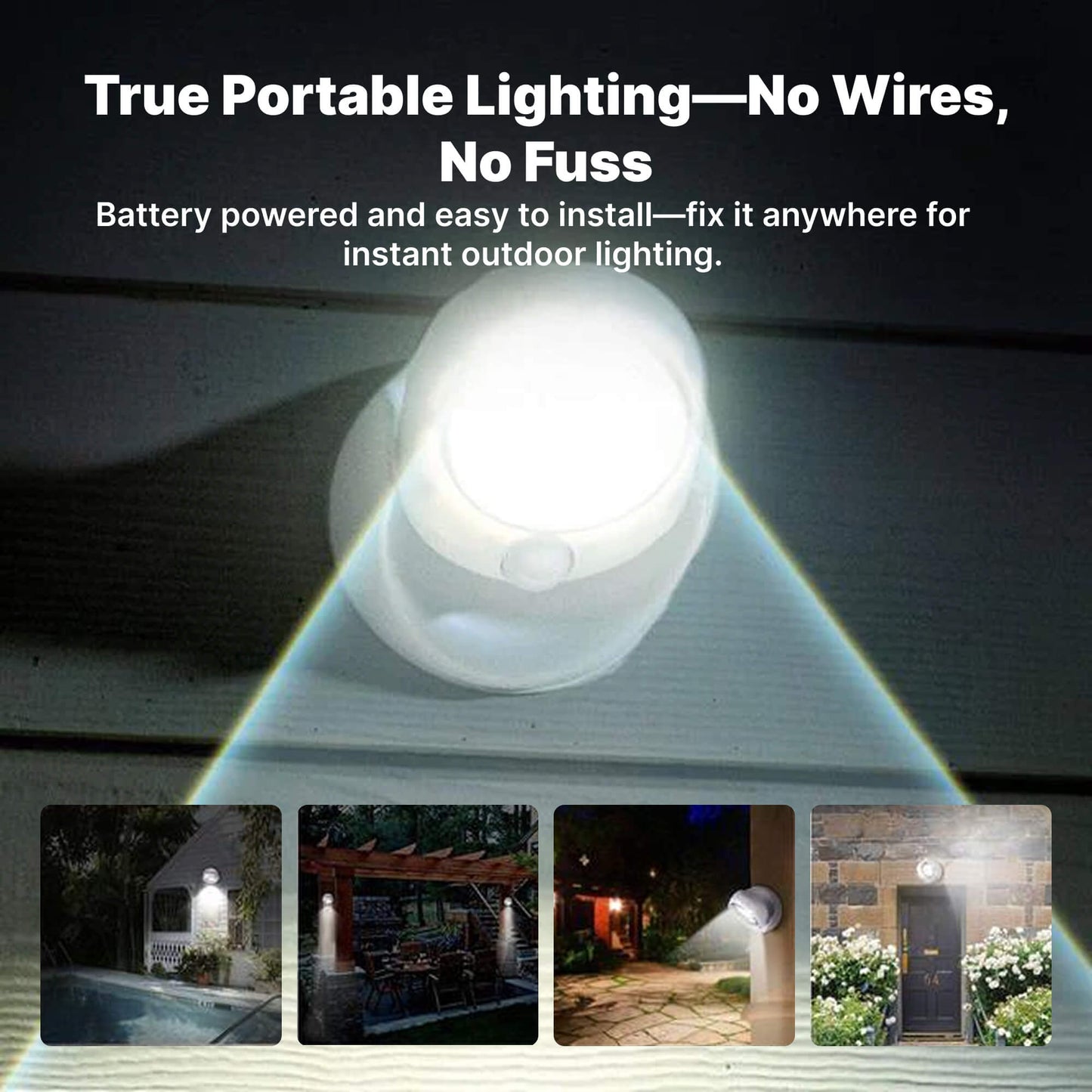 Avelena | Batteriebetriebenes Außen-Sicherheitslicht mit Bewegungsmelder – Wasserdichtes LED-Licht für Garten & Auffahrt | 450 Lumen