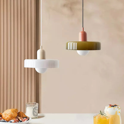 Avelena |  Pendelleuchte aus farbigem Glas | Elegante Hängeleuchte im Bauhaus-Stil | Designlampe für Wohnzimmer & Esszimmer