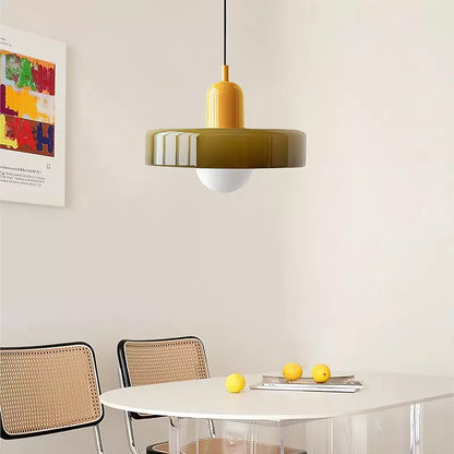 Avelena |  Pendelleuchte aus farbigem Glas | Elegante Hängeleuchte im Bauhaus-Stil | Designlampe für Wohnzimmer & Esszimmer