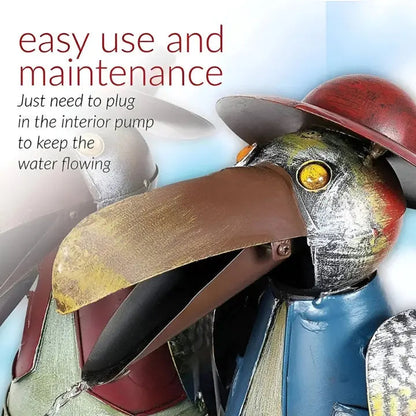 Avelena | ChirpStream | Tukan Vogel Wasserfontäne – Verspielte Garten Dekoration im Freien mit fließendem Wasser