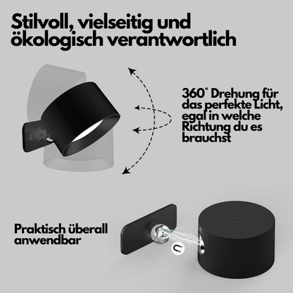 Avelena | 360° kabelloses wiederaufladbares Wandlicht | Vielseitige LED-Beleuchtungslösung
