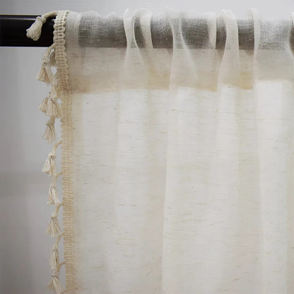 Boho Baumwoll-Leinen Semi-Sheer Vorhänge