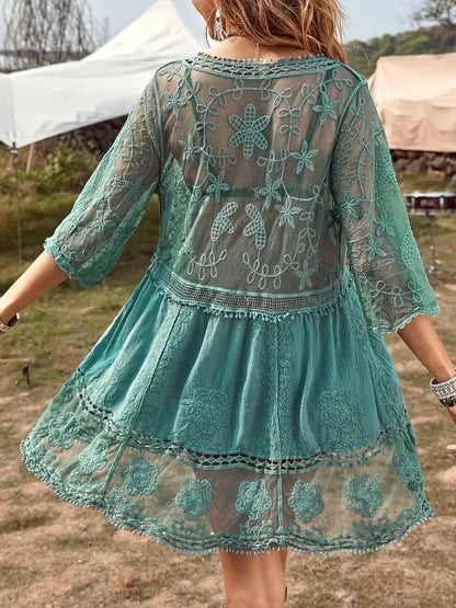 Gewand - Spitze - Durchscheinend - Überwurf Kleid - Boho Stil