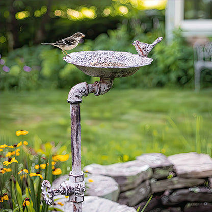 Avelena | 42 Zoll Abgenutzter Metall Wasserhahn Garten Stake Vogelhaus