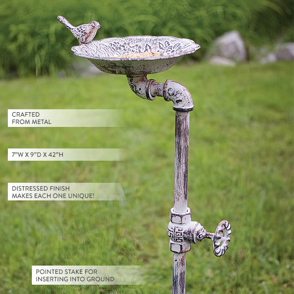 Avelena | 42 Zoll Abgenutzter Metall Wasserhahn Garten Stake Vogelhaus