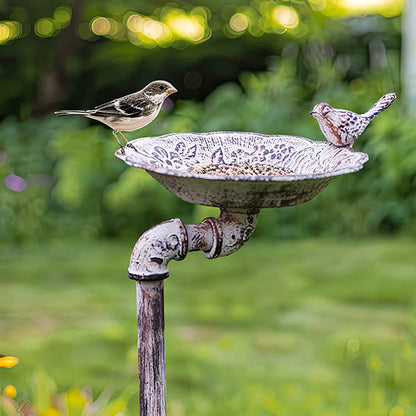 Avelena | 42 Zoll Abgenutzter Metall Wasserhahn Garten Stake Vogelhaus