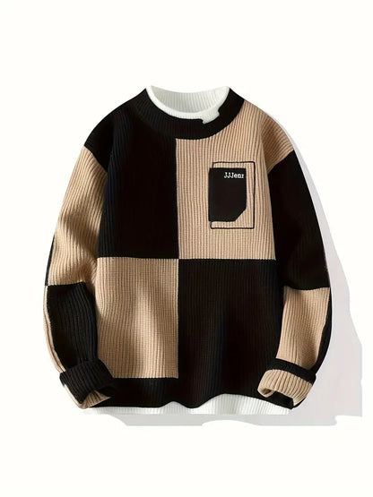 Avelena | Herren Kontrastfarbe All-Match Strickpulli