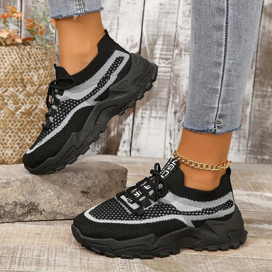 Ademende mesh platform sneakers voor dames