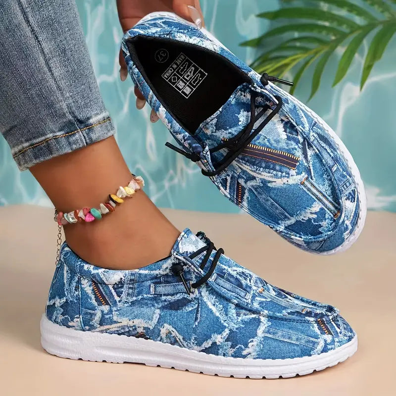 Denim Print Canvas Schuhe