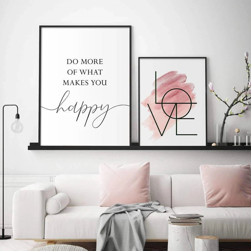 Avelena | Blush Pink Love Feather Wandkunst Feine Kunst Leinwanddruck Minimalistische Modebilder für Wohnzimmer Mädchen Schlafzimmer Mode Kunst Dekor