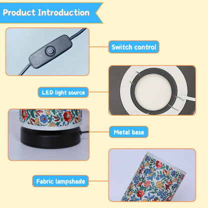 Avelena | Botanische florale Stoffbeleuchtung Tischlampe