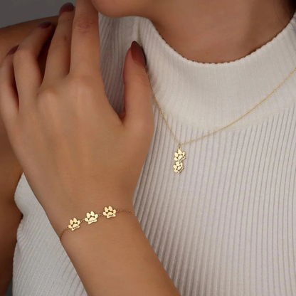 Avelena | Bracelet Personalized Paw Print Engraved Stainless Steel Adjustable