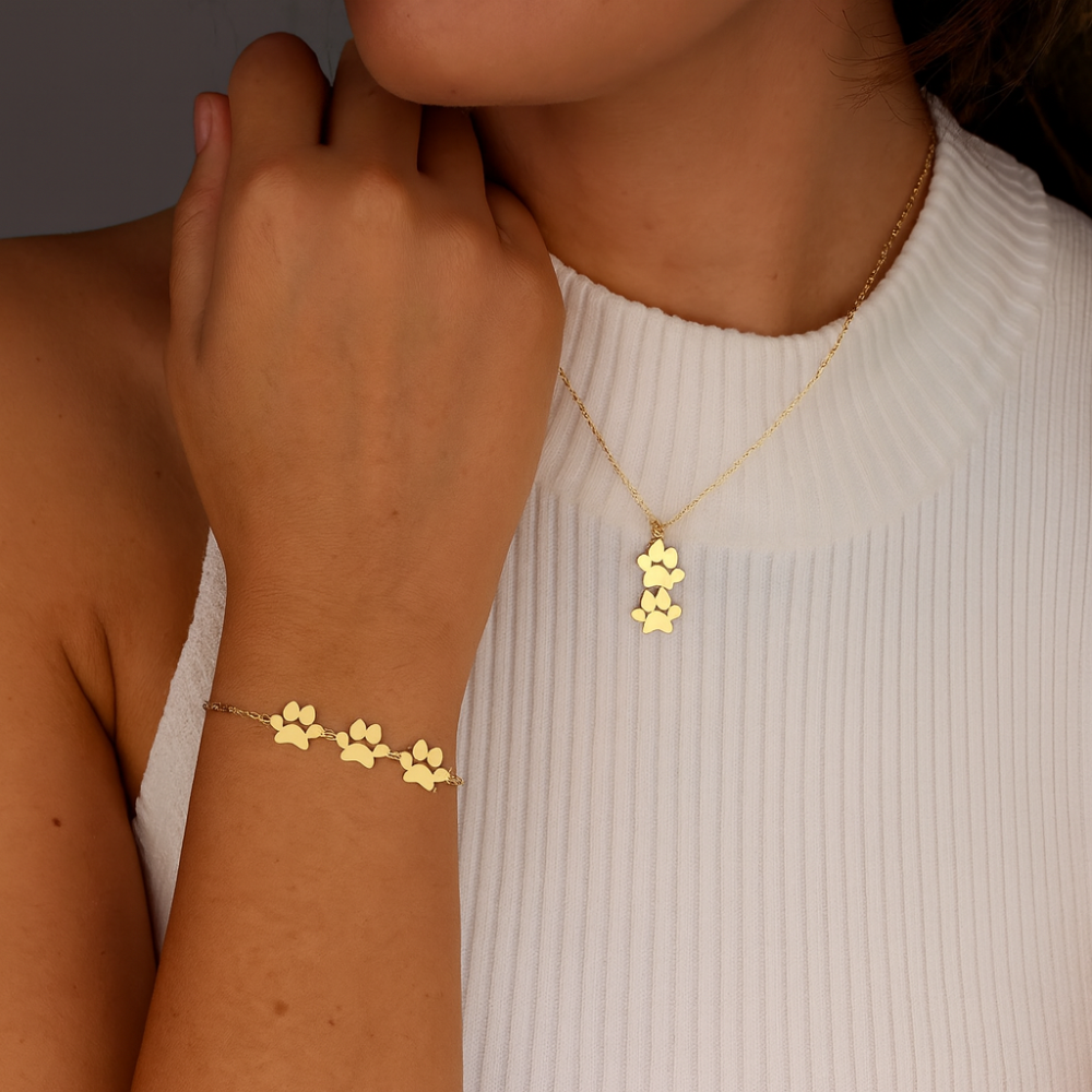 Avelena | Bracelet Personalized Paw Print Engraved Stainless Steel Adjustable