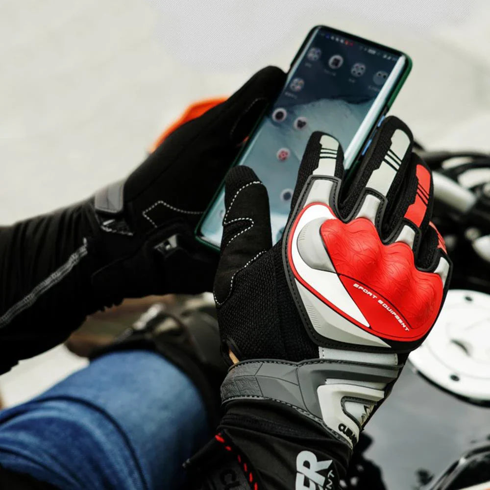 Avelena | Atmungsaktive Ganzfinger Motorradhandschuhe mit Touchscreen – Schützend